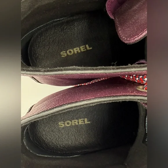 SOREL Lexie Waterproof Leather Wedge Burgundy & Black Wedge Ankle Boots SZ 8.5 - Picture 10 of 16